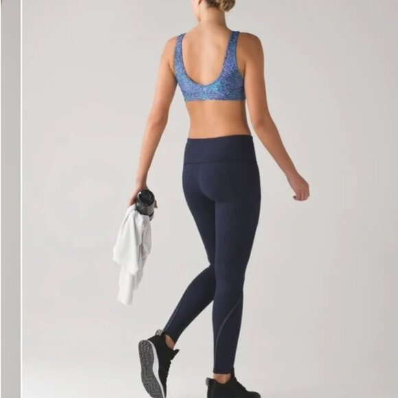 Lululemon‎ Women Leggings 6 Blue Inkwell Cadence Crusher Tight Zipper Pockets - Picture 1 of 10